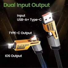 1条四合一USB数据线，多功能转换器快充适配器线，兼容 17/16/15/14/13/12/11/XS/XR/8/7/6、S25/S24 Ultra/S24/S23 Ultra/S23/S22/S21等机型 - 黑色 - 查看 6