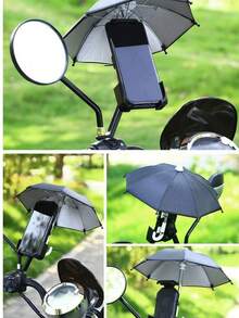 1pc Mini Adhesive Car Sunshade Umbrella, Silver Gel UV Protection Phone Parasol - Mobile Phone Holder - View 5