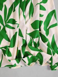 EARO Falda de línea A de cintura alta con estampado floral para mujer, falda de vacaciones de verano primaveral - Verde hierba - Ver 5