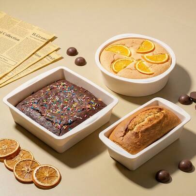 Keidason 3pcs Silicone Baking Set - Round & Square Cake Molds, Non-Stick Bread Molds Suitable For Pizza, Heat Resistant & Easy To Clean - Holiday Baking Tool Set