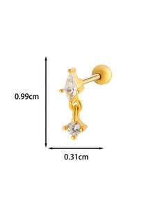 Toppiercing 1件 时尚创意微镶锆石几何不锈钢杆耳骨穿孔耳环 - 彩色 - 查看 6