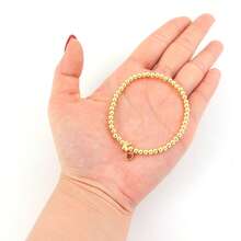 1条简约经典泡泡字母心形金色珠子手链（女士款） - 金黃色 - 查看 3