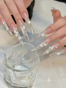 1pc Magnolia Flower & Floral 3D Carving Transparent Silicone Nail Art Mold - Clear - View 3