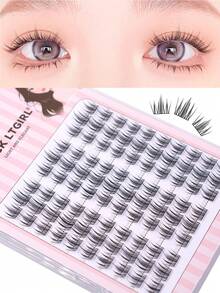 90pcs Tassel Style Transparent Stem False Eyelashes, Natural Messy Wild Cartoon Fairy C-Curl Lashes - C - View 2