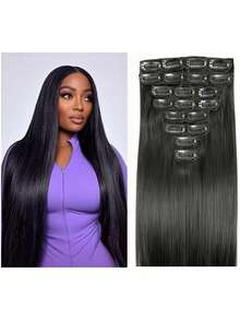 Clip In Hair Extensions Real Human Hair,8-30 Inch Human Hair Clip In Extensions Seamless Clip Ins Hair Extensions 8pcs Double Weft Natural Black Straight Clip-In Human Hair Extension Straight 20 Clips Straight Clip In Hair Extensions Human Hair - SNatural - View 4