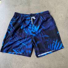 Plus Size Men's 3D Tropical Plant Print Beach Shorts/Swim Trunks, Summer - Multicolor - View 5