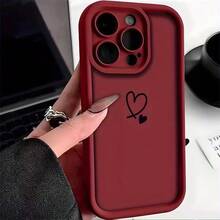 1 Peça Capa de Telefone Macia e Fosca com Padrão Minimalista de Coração em Bloco de Cor, Compatível com as Séries Apple 17, 16, 15, 14, 13, 12, 11 Plus Pro Max, Capa Protetora Estilosa Inspirada no Ins, Capa de Moda Anti-Queda Simplista de TPU, Design de Alta Estética, Presente de Aniversário/Feriado - Multicolorido - Visão 2