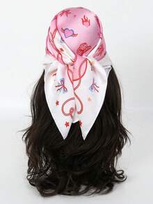 1件装女士印花方巾/披肩/头巾/颈巾，适合沙滩、假日等场合 - 彩色 - 查看 9