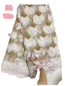 1码/5码粉色和蓝色新款非洲大钻石串珠刺绣瑞士薄纱蕾丝面料。高品质时尚法式刺绣网纱蕾丝面料2026红色，适合婚礼派对。 - A - 查看 6