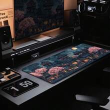 1 件装日系动漫樱花夜景桌垫 - 防滑 XL/XXL 游戏鼠标垫及键盘保护套，橡胶底座，高清印花日式图案，适用于 PC/笔记本电脑，家用办公电脑配件，游戏玩家礼物，办公桌配件，办公用品，办公装饰 - A - 查看 7