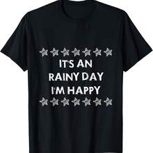 Camiseta con frases sarcásticas "Soy feliz en un día lluvioso" - Negro-4 - Ver 1