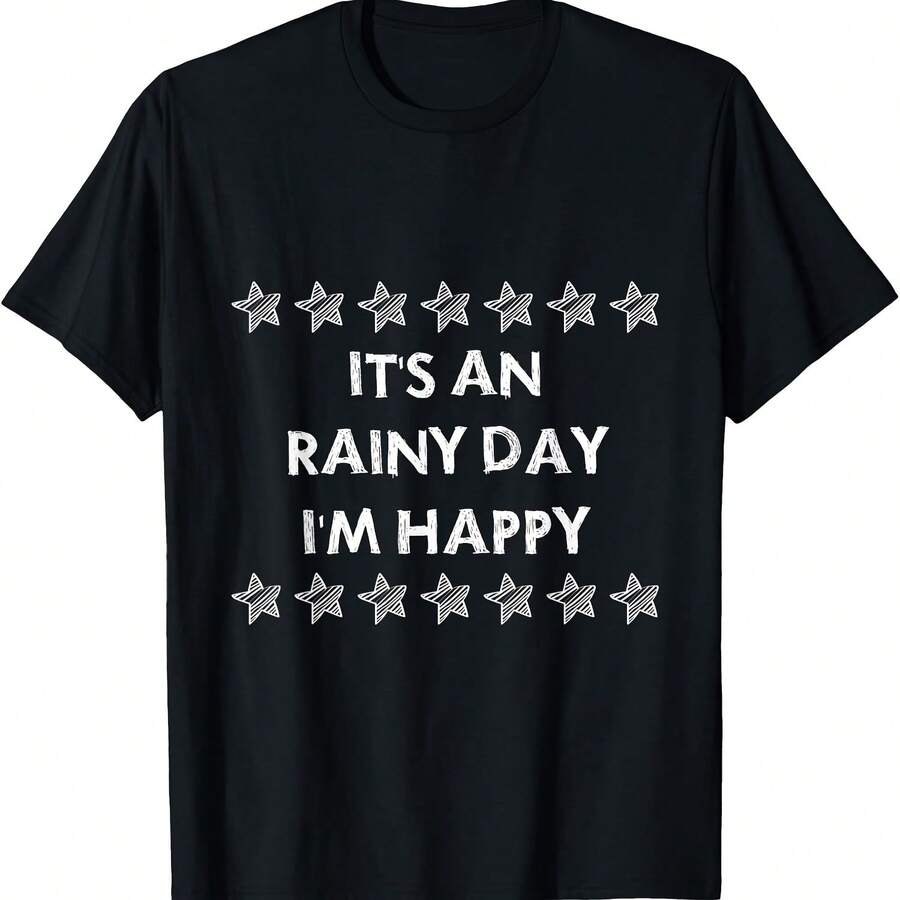 Camiseta con frases sarcásticas "Soy feliz en un día lluvioso" - Negro-4 - Ver 1