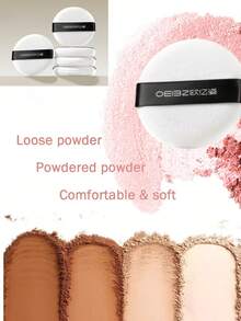 OEIEZ 5个3英寸柔软粉扑化妆海绵垫，超柔软可水洗天鹅绒粉扑，适用于定妆粉和散粉 - 白色 - 查看 3