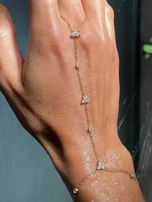 金鋯石水晶連指手指鏈