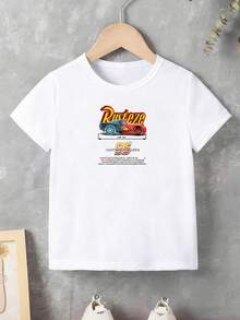 Disney Cars Lightning McQueen Tech Style Boys Short Sleeve Tee White Base Speed McQueen Blueprint - White - View 5