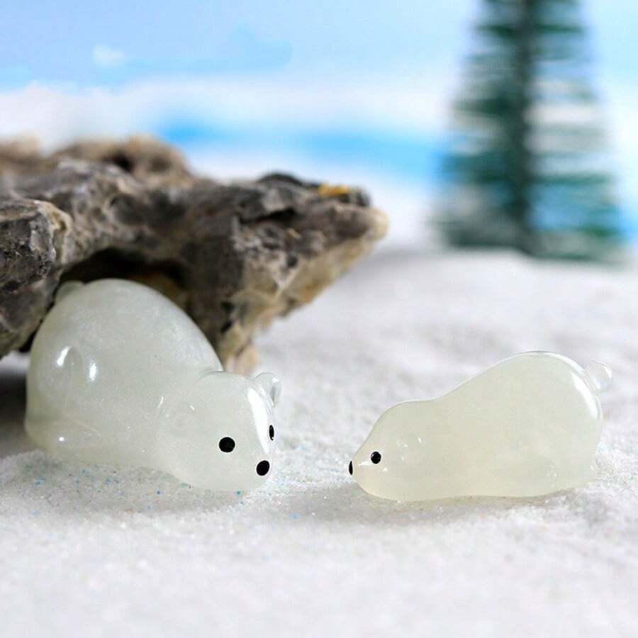 10pcs Luminous Polar Bear Doll Pendant Moss Micro Landscape Ornament Creative Ornament Resin Crafts - Multicolor - View 1