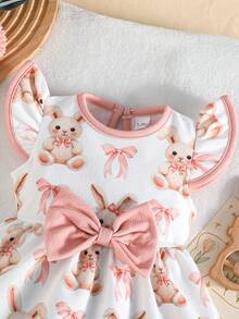 Vestido de conejo lindo para bebé recién nacida, vestido dulce para uso diario - Rosa - Ver 3