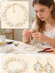 20/50/100/150/200片装亚克力叶子花朵吊坠，透明叶子吊坠，适用于珠宝制作、手链、项链、耳环等。 - 彩色 - 查看 4