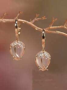 优雅金属郁金香耳环 - 派对、生日和节日礼物，百搭精致的金属配饰 - 多色 - 查看 3