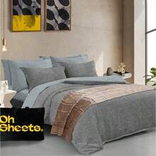 Juego de Edredones Individuales Hecho de Microfibra Catiónica 9 Piezas con Camino de Cama y Tote Bag Plumones Microfibra Jaspeada Suave y Lavable a Máquina Ropa de Cama  Gris - Umbral - Ver 4