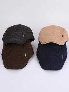 1pc Men's Retro Beret Hat, Outdoor Casual Versatile Newsboy Cap, Letter Embroidered Front Panel, Suitable For Daily Casual Wear, Random Style Shipped - Multicolor - View 9
