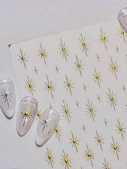 1pc Golden Star Laser Powder Color Sparkling Powder Starlight Sparkling Hot Stamping Nail Art Decoration Stickers Nail Stickers