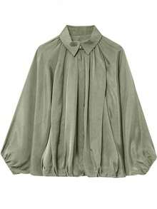 女士时尚通勤休闲薄款羽绒服，春季新品 - 軍綠色 - 查看 4