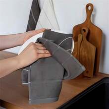 4件套棉质条纹厨房抹布套装，易于清洁，带挂钩，格子图案 - 30*30cm - 查看 4