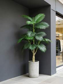 Kmitang Cây cọ nhân tạo cỡ lớn 65-90cm, cành cây Monstera giả, lá cọ bằng nhựa với cảm giác như thật, vật trang trí trung tâm màu xanh lá cây cho nhà cửa, ngoài trời, sân vườn, đám cưới, tiệc tùng, 1 cây (Không bao gồm chậu) - Nhiều màu - Xem 3