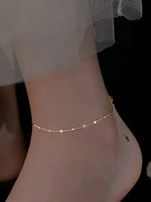 1pc S925 Sterling Silver Sparkling Cube Anklet, Simple & Elegant Design, Hypoallergenic, Classic Style Suitable For Women & Men Everyday Wear, Holiday, Perfect Jewelry Gift - Geometric - View 21