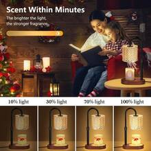 LUOJIBIE Adjustable Height Candle Lamp Warmer With Timer,No Flame Scented Wax Dimmable Candle Warmer Lamp With Dimmer,Christmas Mothers Day Gift,Bedroom Home Decor - US A Type Plug(110-127V) - View 4
