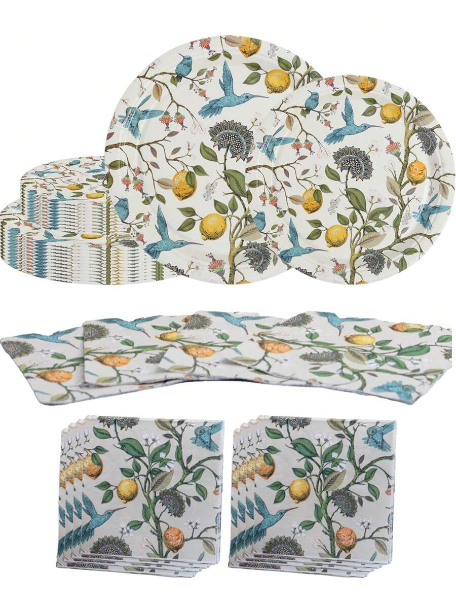 7inch 9inch Disposable Paper Party Plates, 6-48 Servings, 12pcs/Set 24pcs/Set 48pcs/Set, Daffodil Pattern, Birthday Supplies, Picnic Supplies, Camping Supplies, Wedding Supplies, Company Team Building Supplies, Party Gathering Plates, Disposable Party Tableware - 彩色 - 查看 1