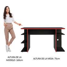 Mesa Gamer Escritorio Para Computadora Madesa Negro/Rojo - Negro y Rojo - Ver 4