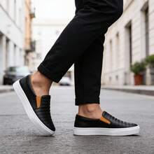 Tênis Masculino Slip-On Elástico Calce Fácil Leve Macio Confortável Envio Imediato - Preto - Visão 2