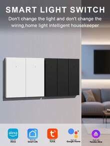 WiFi 智能壁灯开关 AC100-240V 按钮智能生活涂鸦 App 远程控制可与 Alexa Home 配合使用，需要中性线 - 彩色 - 查看 1