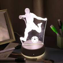 1 pieza Lámpara de noche 3D de jugador de fútbol, alimentada por USB con control táctil y de interruptor, lámpara ambiental multicolor, lámpara de escritorio y de ambiente para dormitorio, lámpara decorativa para habitación, luz de noche novedosa, luz de noche para mesita, regalo para aficionados al deporte - jugar fútbol - Ver 13
