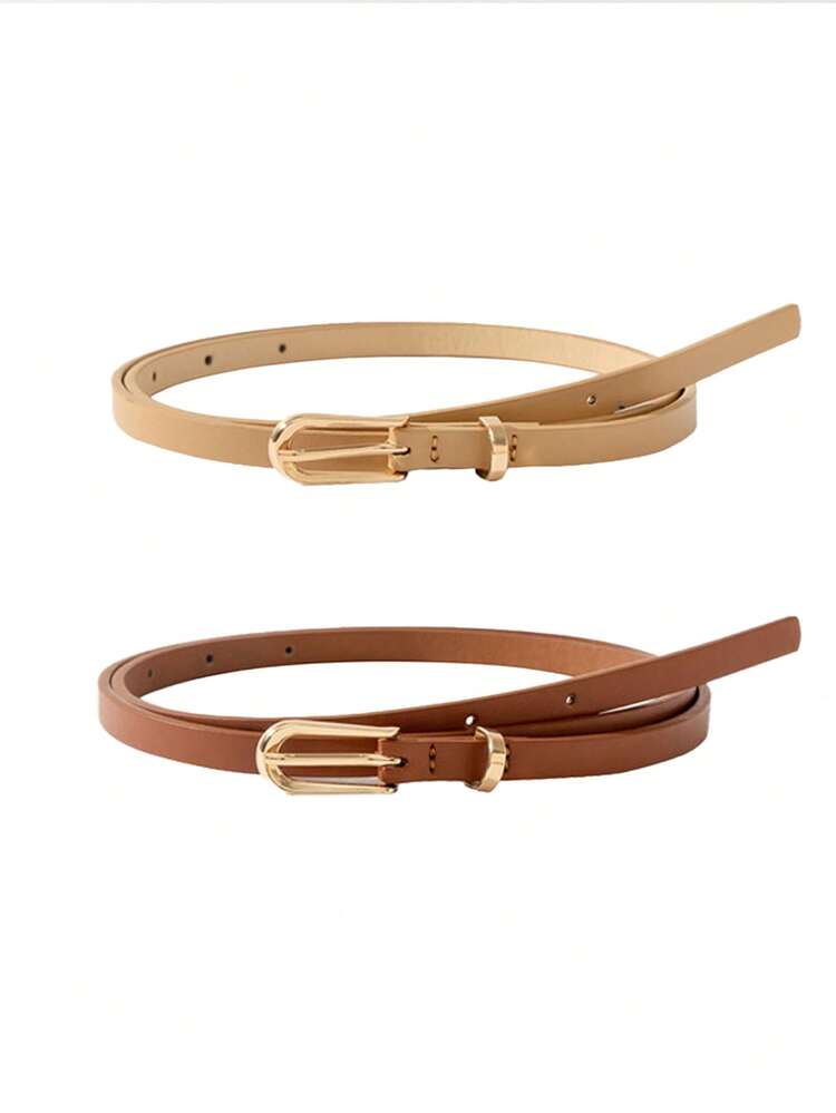 4条装女士浅金色腰带，带针扣，适合夏季、上学、秋季、万圣节等场合。 - 優雅 - 查看 17