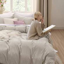 Duvet Cover King Size 3 Pieces Prewashed CottonLike Extra Soft Bedding Set, Includes 1 Duvet Cover 104x90 Inches With Zipper Closure Amp 2 Pillow Shams, Linen, Comforter Not Included - 02LinenNoComforterKi - View 6