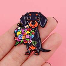 Cute Animals Dachshund Enamel Pin Funny Cartoon Cat Dog Brooch Pines Lapel Pins Badge On Backpack Clothing Accessories Jewelry Friends Gifts - Black - View 10