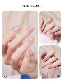 9色亮片橡胶底胶指甲油12ml粉色亮片橡胶底胶指甲油，自流平UV结构胶橡胶底胶，适用于可卸UV/LED美甲，美甲套装，美甲用品，DIY家庭沙龙美甲礼品，女士 - 彩色 - 查看 6