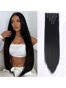 Clip In Hair Extensions Real Human Hair,8-30 Inch Human Hair Clip In Extensions Seamless Clip Ins Hair Extensions 8pcs Double Weft Natural Black Straight Clip-In Human Hair Extension Straight 20 Clips Straight Clip In Hair Extensions Human Hair - SNatural - View 2
