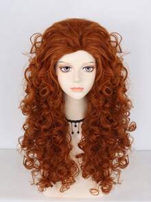 Voluminous Fluffy Long Curly Ginger Wig, High-Temperature Heat Resistant Synthetic Fiber, DIY Styling Friendly, Versatile For Daily Outings, Dates & Cosplay - Burnt Orange - View 11