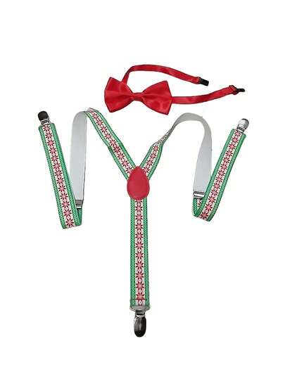 2条彩色吊带，弹性编织带，可调节夹子，复古黑色男女通用吊带，英伦风