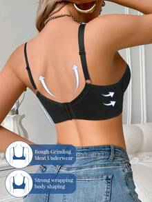 Women's Black Underwire Push Up Bra - Side Coverage & Skin-Fit Design - Black - View 3