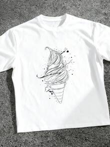 Women's Ice Cream Print T-Shirt - White 5 - View 3
