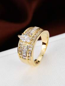 时尚戒指，多层设计，镶嵌闪亮立方氧化锆，多种颜色可选，适合日常佩戴，也是理想的派对配饰。 - 銀色 - 查看 42