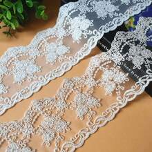 Vintage Crown Lace Satin Ribbon Applique, Elegant Embroidered Lace Trim For Easter Decor, Spring Sewing Crafts, Bridal Wedding Dresses, Curtain Tablecloth Home Decoration DIY - 網狀蕾絲 - 查看 4
