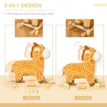 Giraffe Rocking Horse Plush Toy, Yellow, With Realistic Sounds, Pedals, And Handles. A Rocking Horse Suitable For Children Aged 3-6. - Yellow - View 5