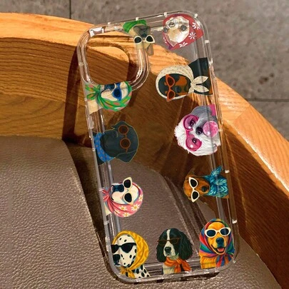 1 ốp lưng điện thoại bằng cao su mềm TPU trong suốt với nhiều họa tiết hình chó, phù hợp với 13/11/17/17pro/16/14/15/15pro/15 Plus/15 Promax/7plus/8plus/X/Xs Max/Xr/11pro/12pro/13pro/14pro/12mini/13mini/11promax