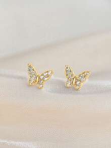 1 Pair Teen Elegant Cubic Zirconia Stud Earrings For Girls Gifts For Daily Decoration For Party Jewelry Birthday Gift - 4# - View 3